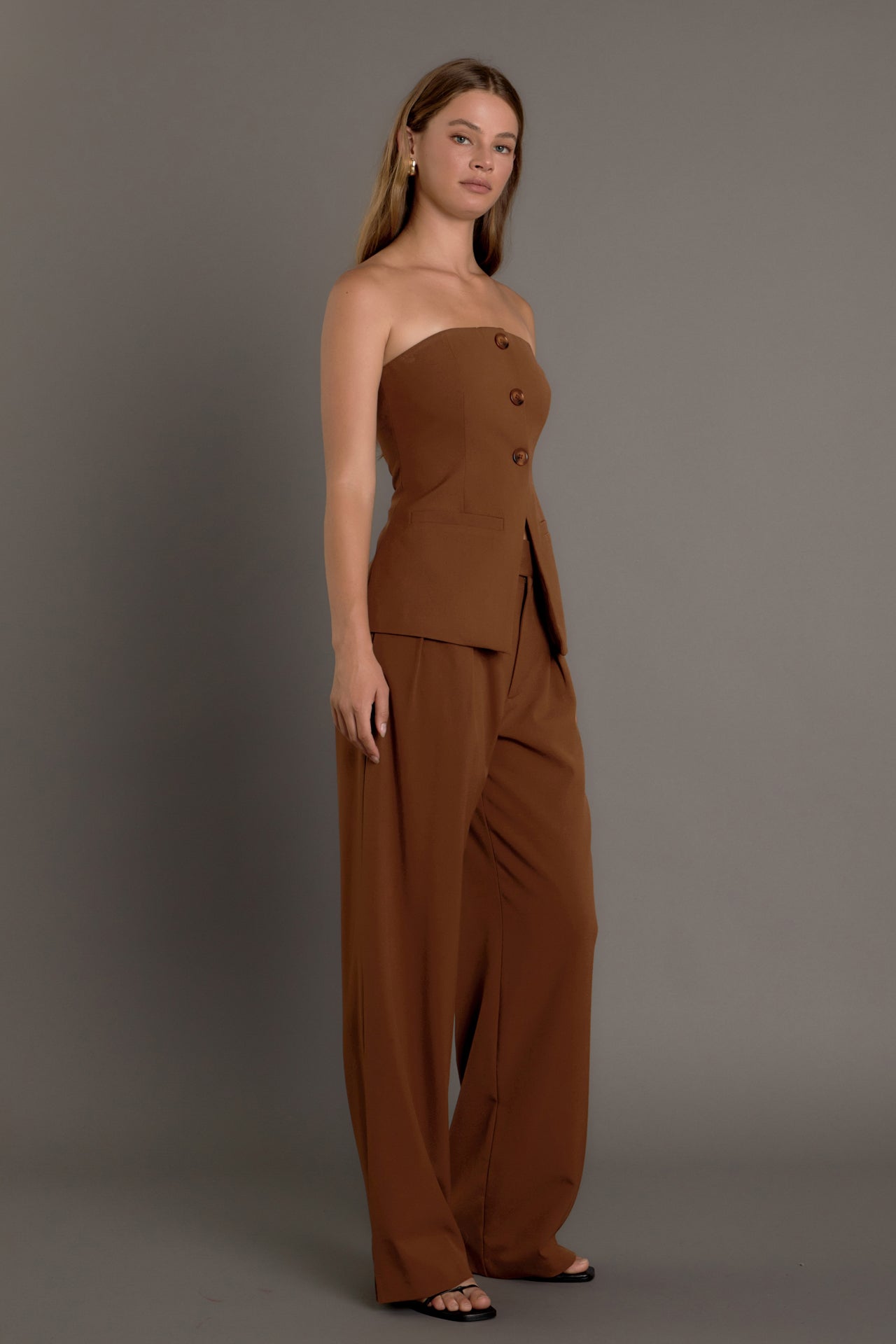 ENDLESS ROSE - Strapless 3-pc button Long Top - TOPS available at Objectrare