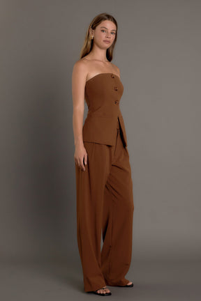 ENDLESS ROSE - Strapless 3-pc button Long Top - TOPS available at Objectrare