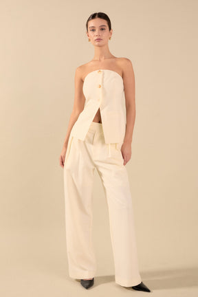 ENDLESS ROSE - Lexy Relaxed 3 Buttoned Strapless Long Top - TOPS available at Objectrare