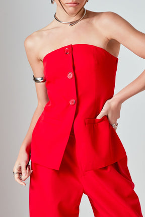 ENDLESS ROSE - Strapless 3-pc button Long Top - TOPS available at Objectrare