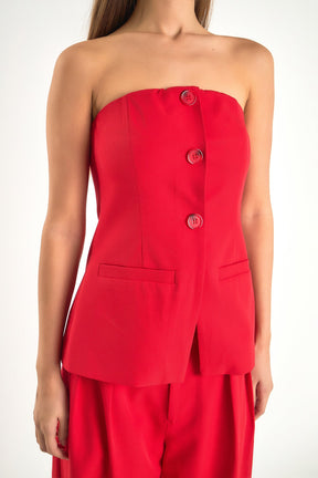ENDLESS ROSE - Strapless 3-pc button Long Top - TOPS available at Objectrare