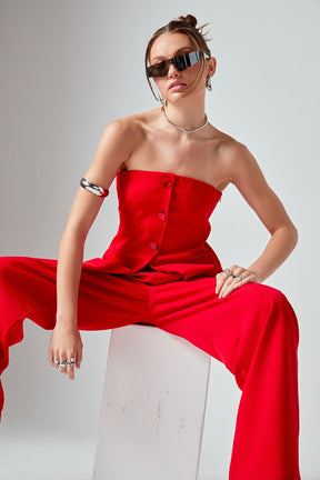 ENDLESS ROSE - Strapless 3-pc button Long Top - TOPS available at Objectrare