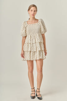ENGLISH FACTORY - Polka Dot Lurex Multi Tiered Mini Dress - DRESSES available at Objectrare