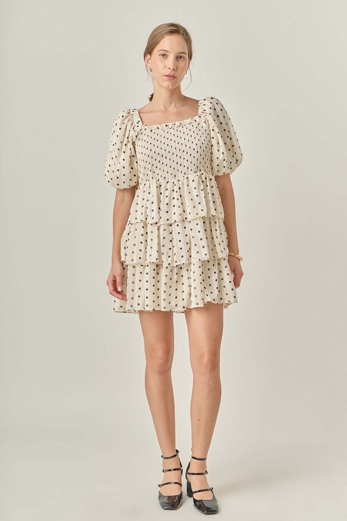 ENGLISH FACTORY - Polka Dot Lurex Multi Tiered Mini Dress - DRESSES available at Objectrare