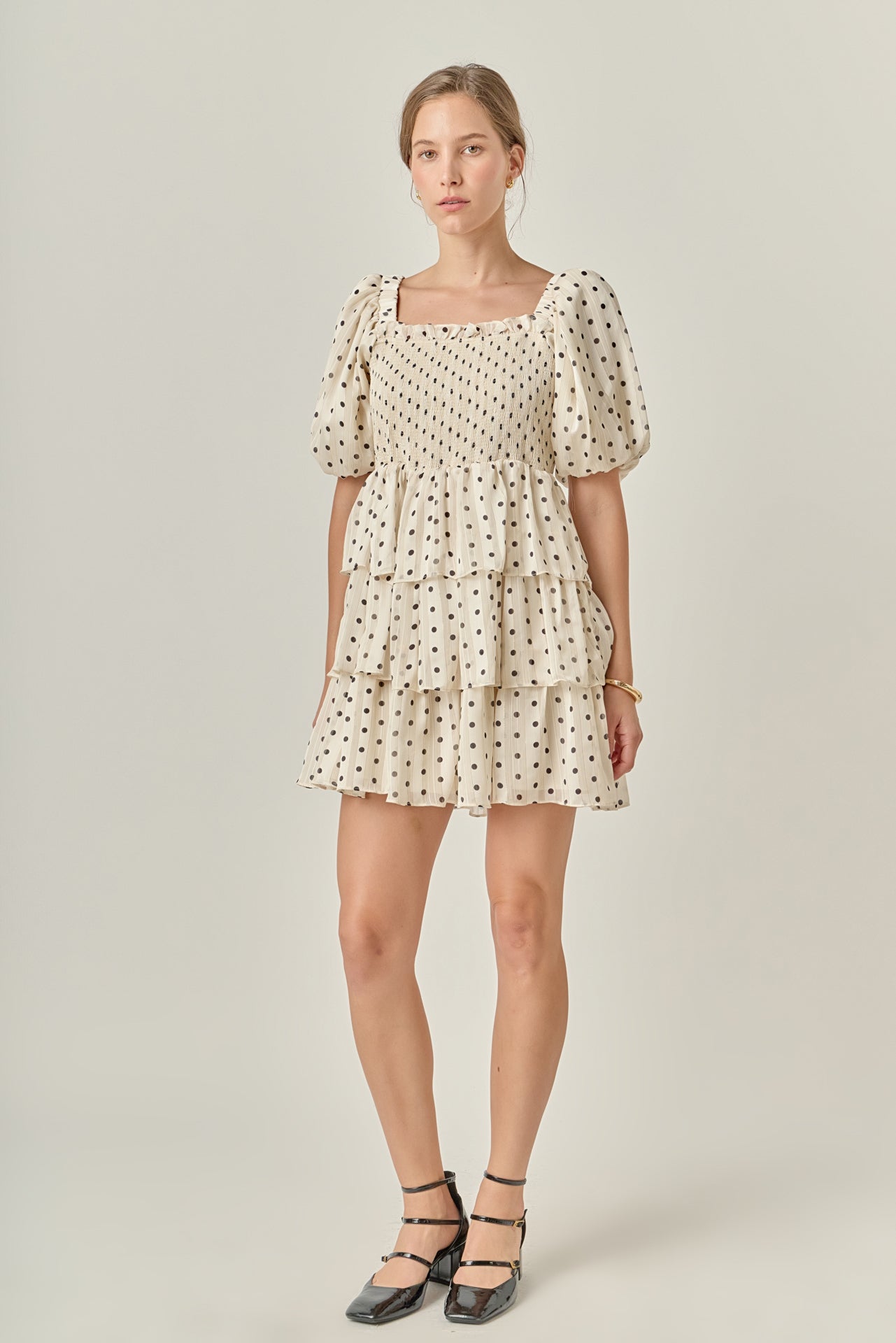 ENGLISH FACTORY - Polka Dot Lurex Multi Tiered Mini Dress - DRESSES available at Objectrare