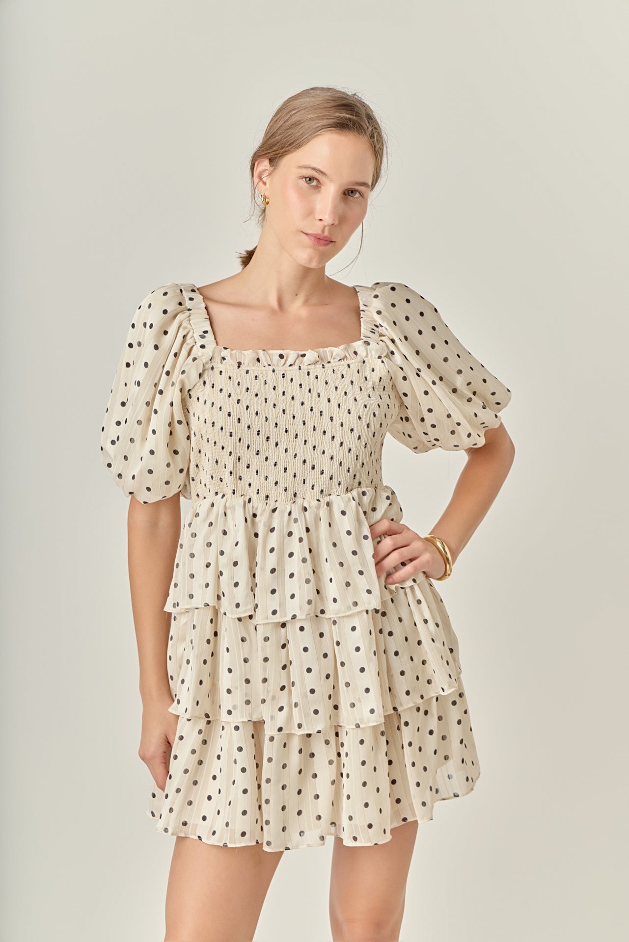 ENGLISH FACTORY - Polka Dot Lurex Multi Tiered Mini Dress - DRESSES available at Objectrare