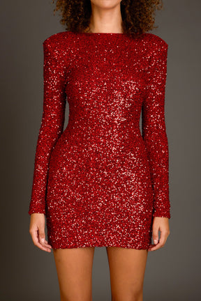 ENDLESS ROSE - Sequins Cutout Mini Dress - DRESSES available at Objectrare