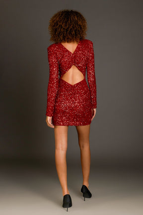 ENDLESS ROSE - Sequins Cutout Mini Dress - DRESSES available at Objectrare