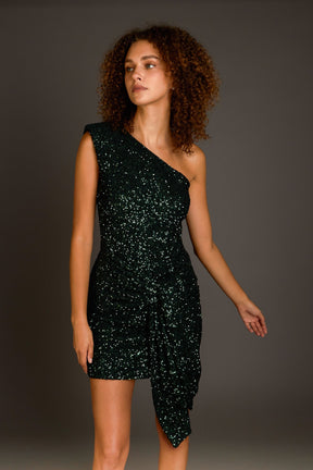 ENDLESS ROSE - Sequins Front Wrap Mini Dress - DRESSES available at Objectrare