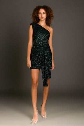 ENDLESS ROSE - Endless Rose - Sequins Front Wrap Mini Dress - DRESSES available at Objectrare