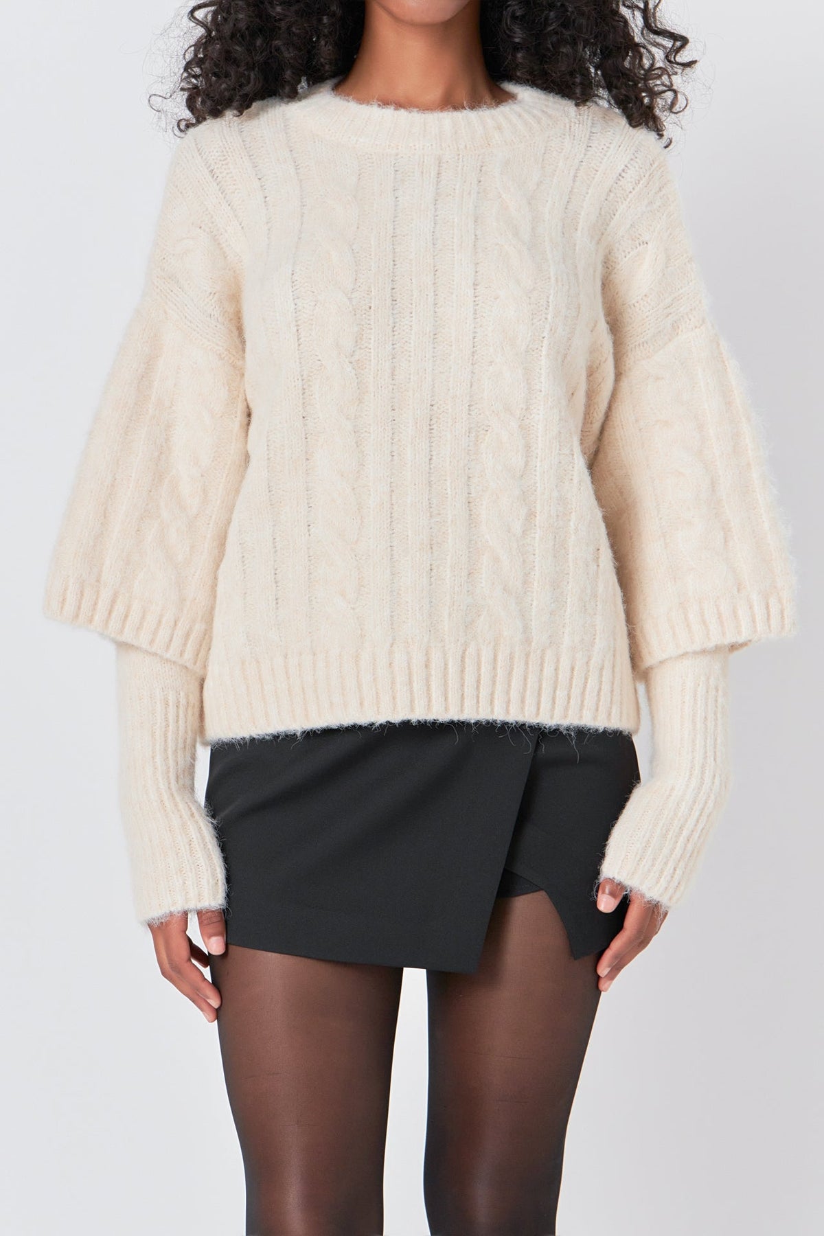 ENDLESS ROSE - Cable Twofer Sweater - SWEATERS & KNITS available at Objectrare