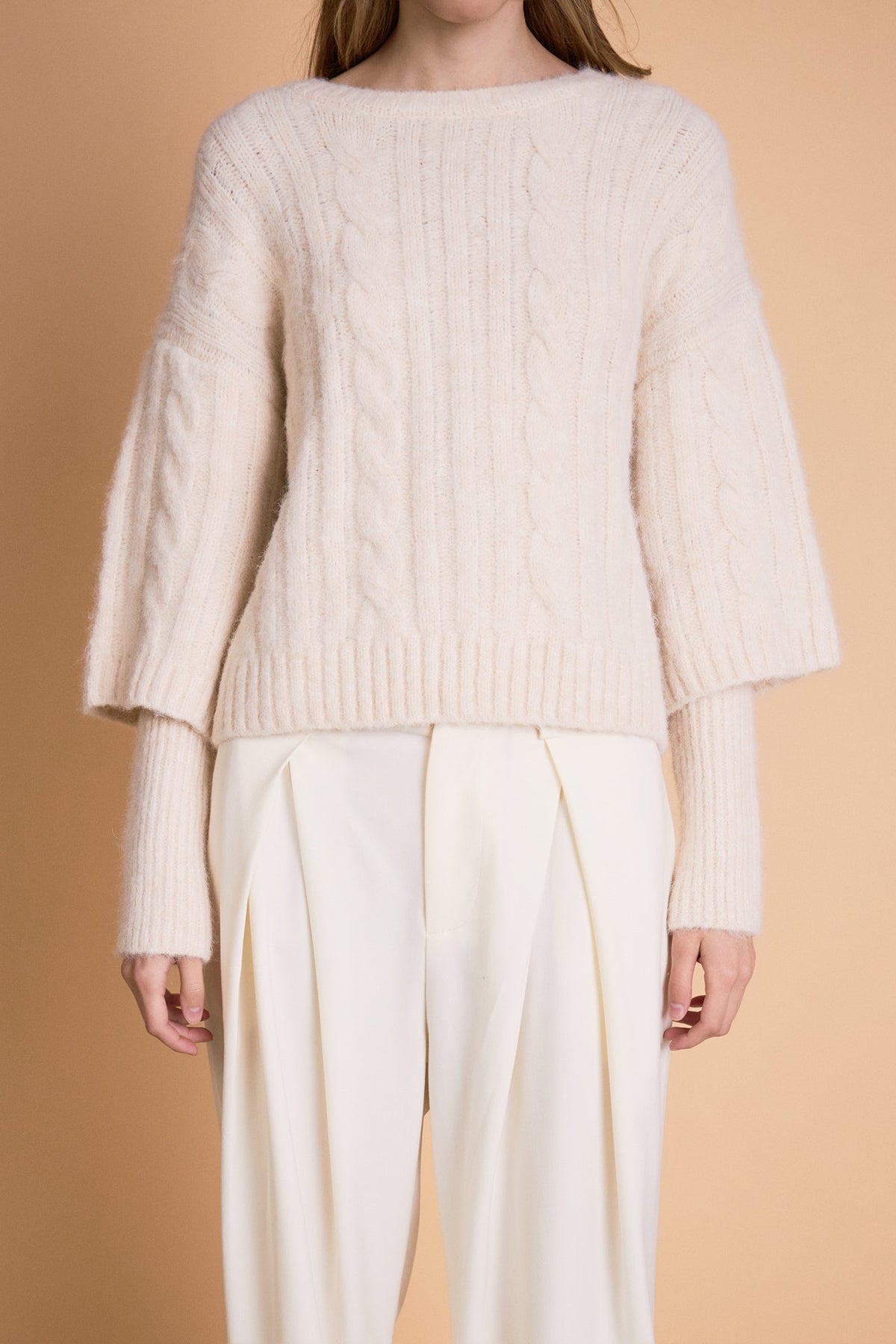 ENDLESS ROSE - Endless Rose - Cable Twofer Sweater - SWEATERS & KNITS available at Objectrare