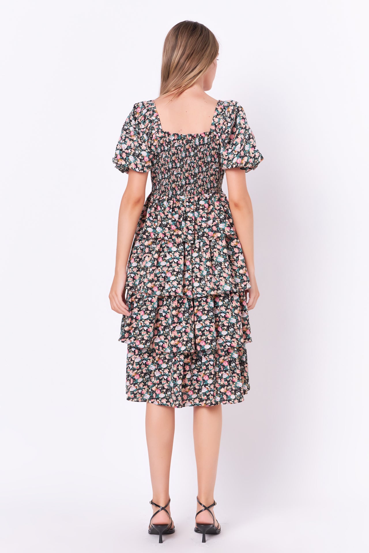 ENGLISH FACTORY - Floral Smocked Midi Tiered Dress - DRESSES available at Objectrare