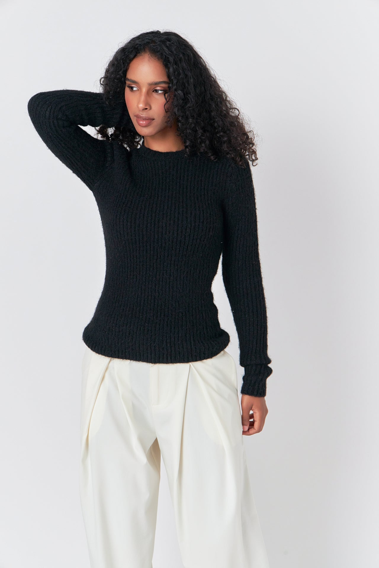 ENDLESS ROSE - Ribbed Long Sleeve Top - SWEATERS & KNITS available at Objectrare