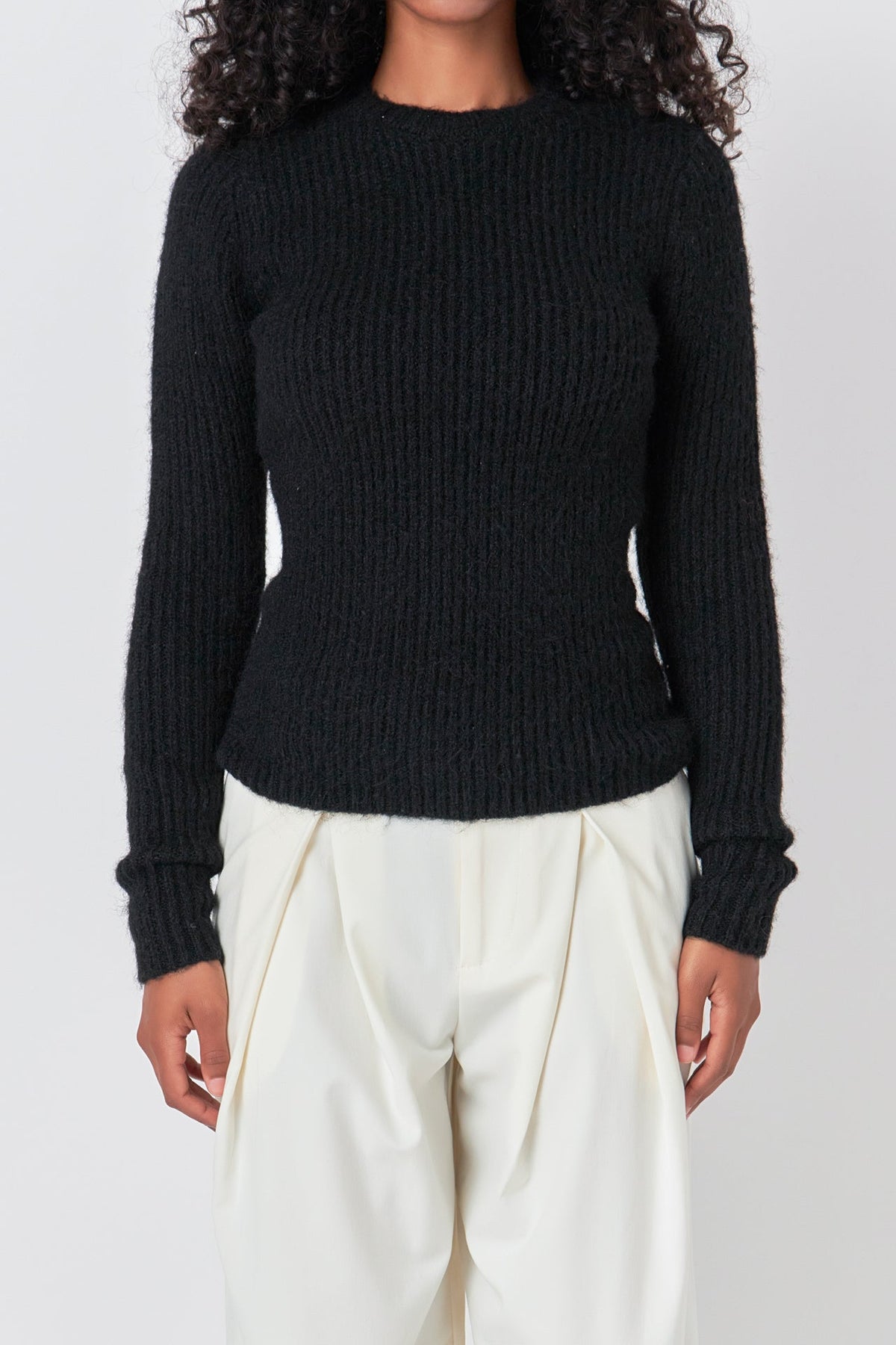 ENDLESS ROSE - Ribbed Long Sleeve Top - SWEATERS & KNITS available at Objectrare