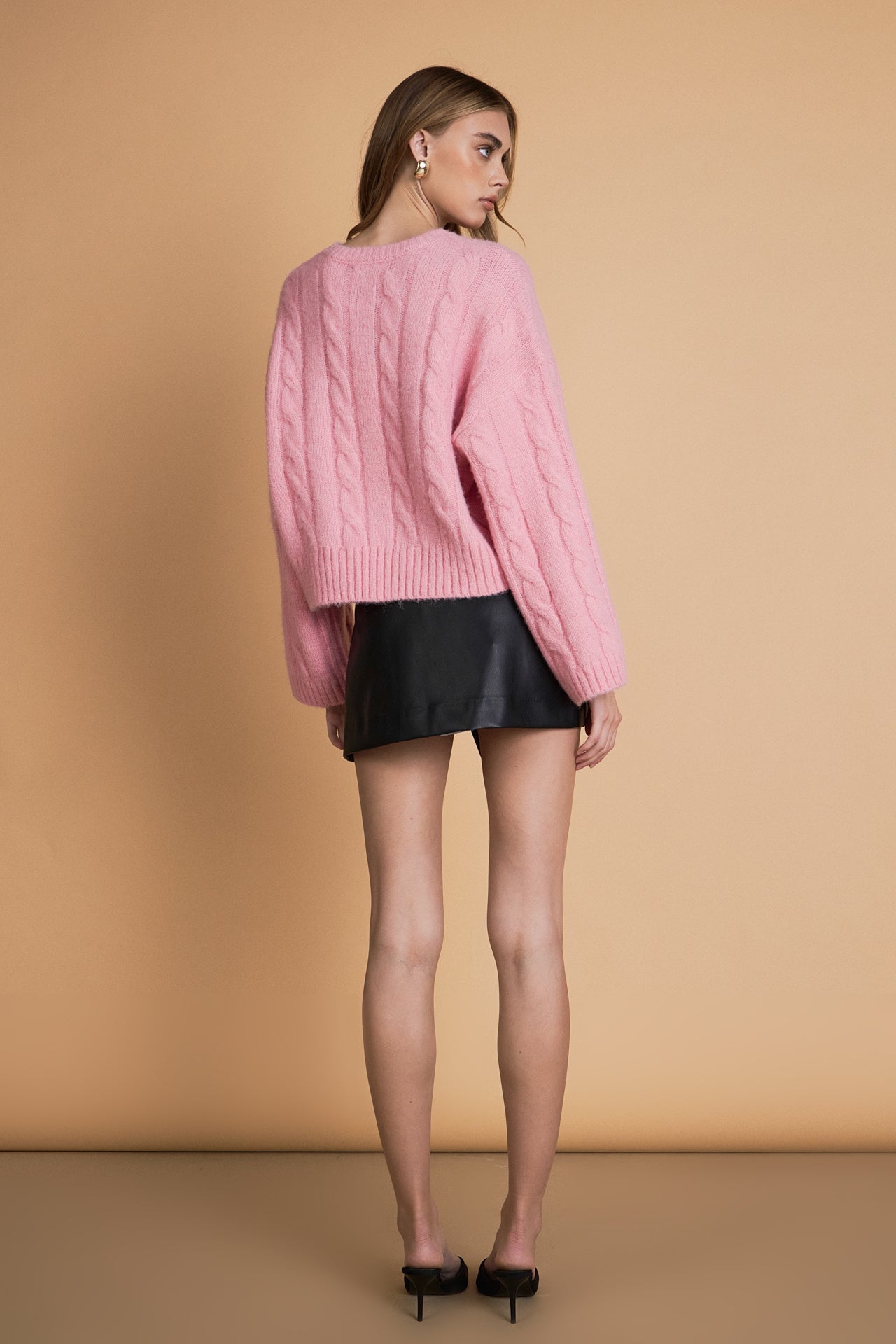 ENDLESS ROSE - Cable Knit Cropped Sweater - SWEATERS & KNITS available at Objectrare
