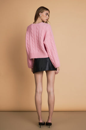 ENDLESS ROSE - Cable Knit Cropped Sweater - SWEATERS & KNITS available at Objectrare