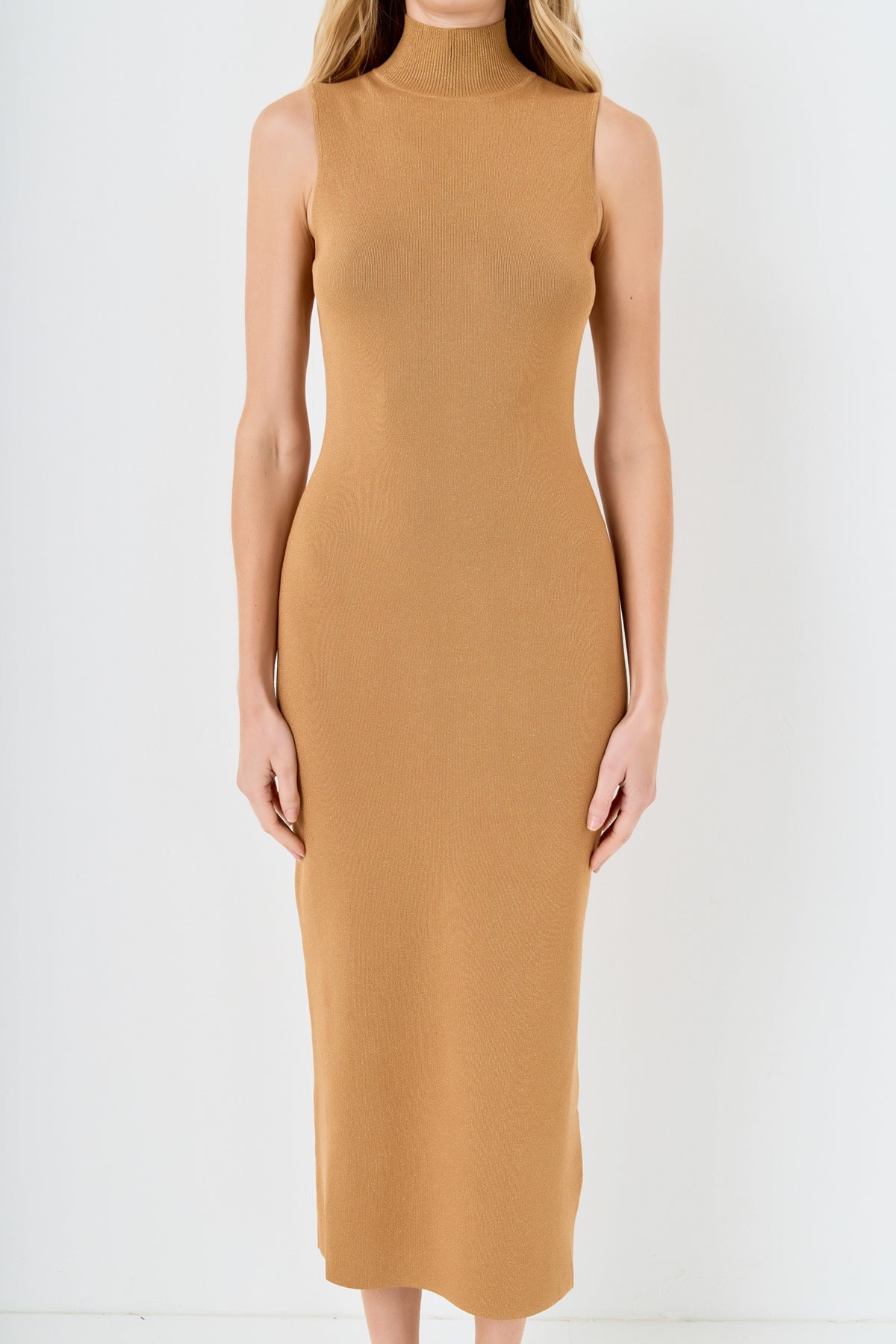 Lurex High Neck Midi Dress