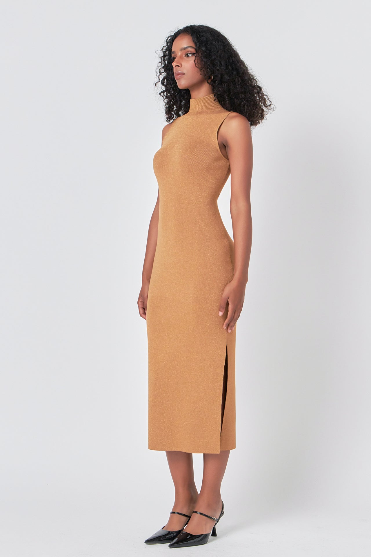 ENDLESS ROSE - Lurex High Neck Midi Dress - DRESSES available at Objectrare