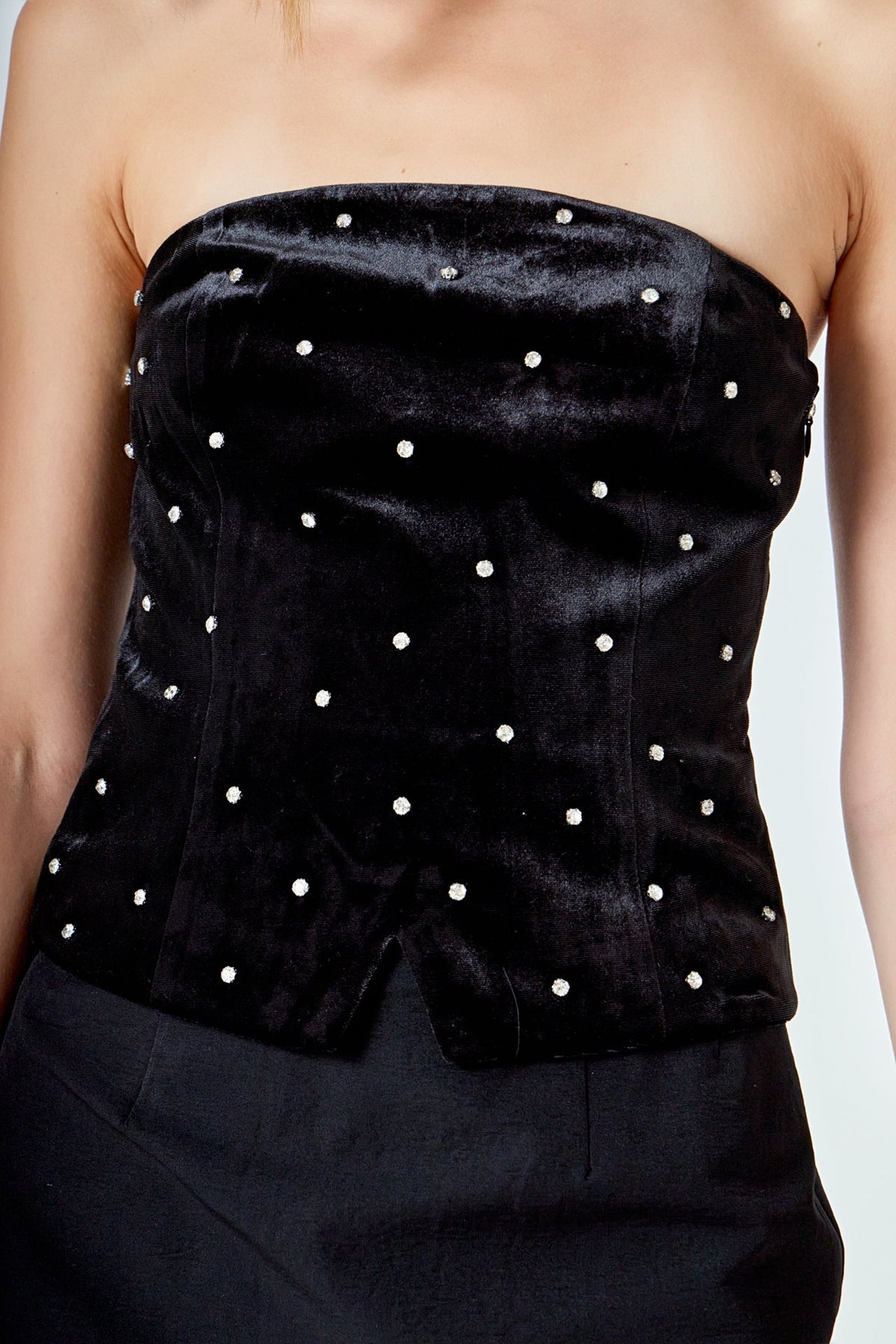ENDLESS ROSE - Velvet Rhinestone Bustier - TOPS available at Objectrare
