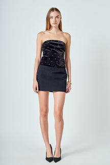 ENDLESS ROSE - Velvet Rhinestone Bustier - TOPS available at Objectrare