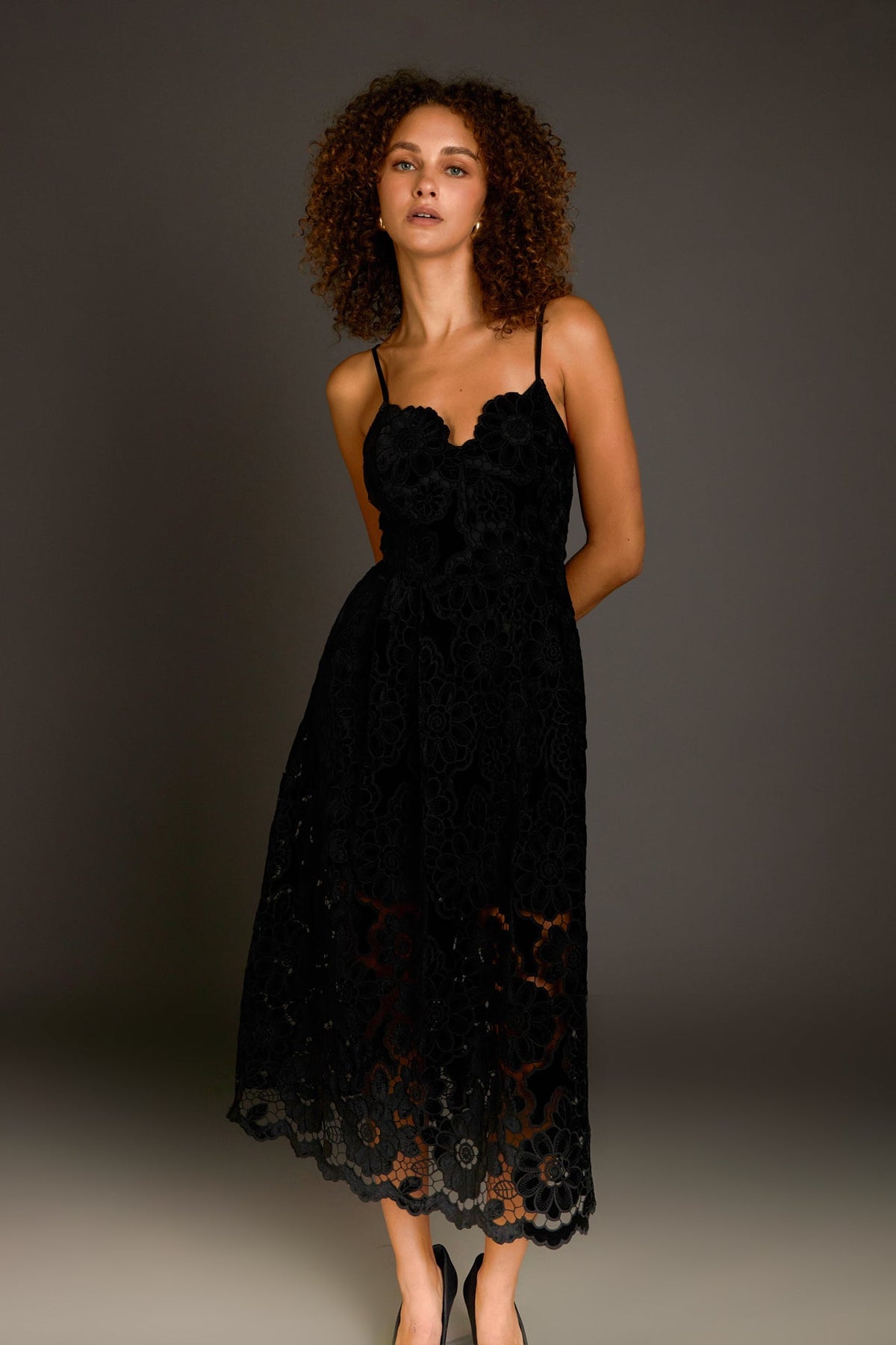 ENDLESS ROSE - Velvet Lace Midi Dress - DRESSES available at Objectrare