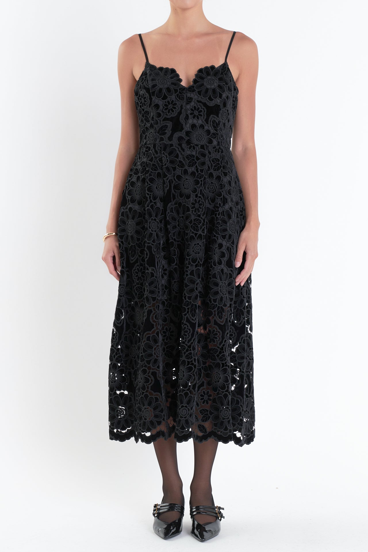 ENDLESS ROSE - Velvet Lace Midi Dress - DRESSES available at Objectrare