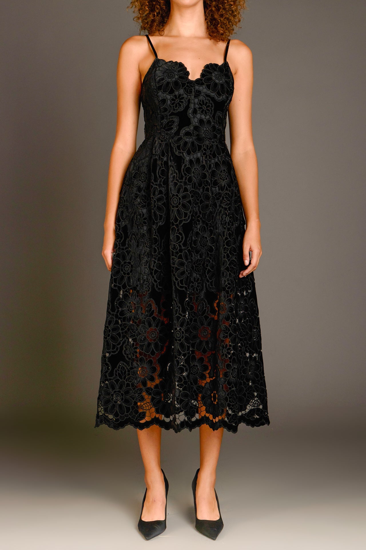 ENDLESS ROSE - Endless Rose - Velvet Lace Midi Dress - DRESSES available at Objectrare