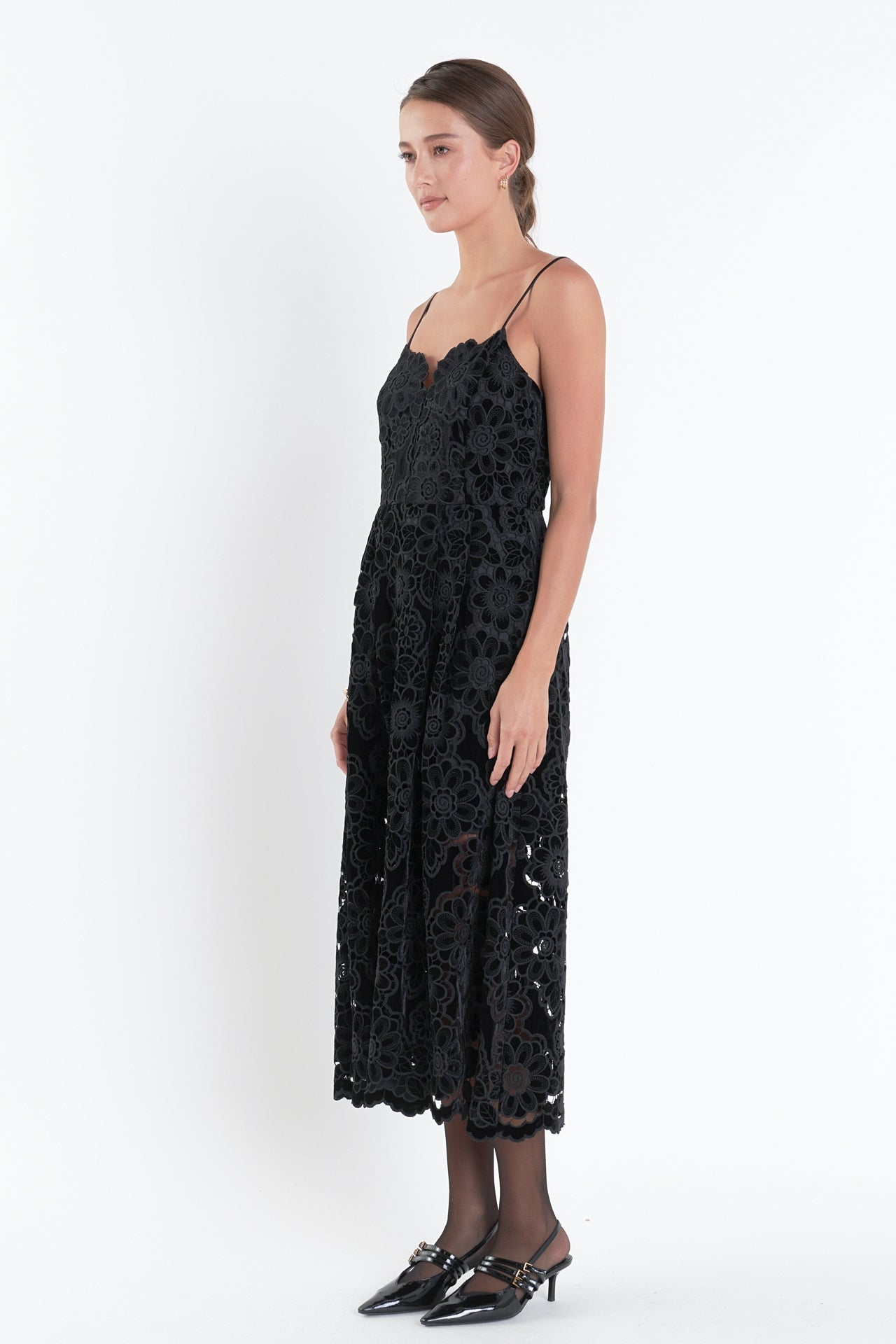 ENDLESS ROSE - Velvet Lace Midi Dress - DRESSES available at Objectrare