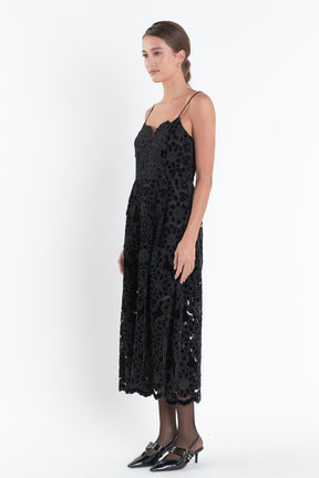 ENDLESS ROSE - Velvet Lace Midi Dress - DRESSES available at Objectrare