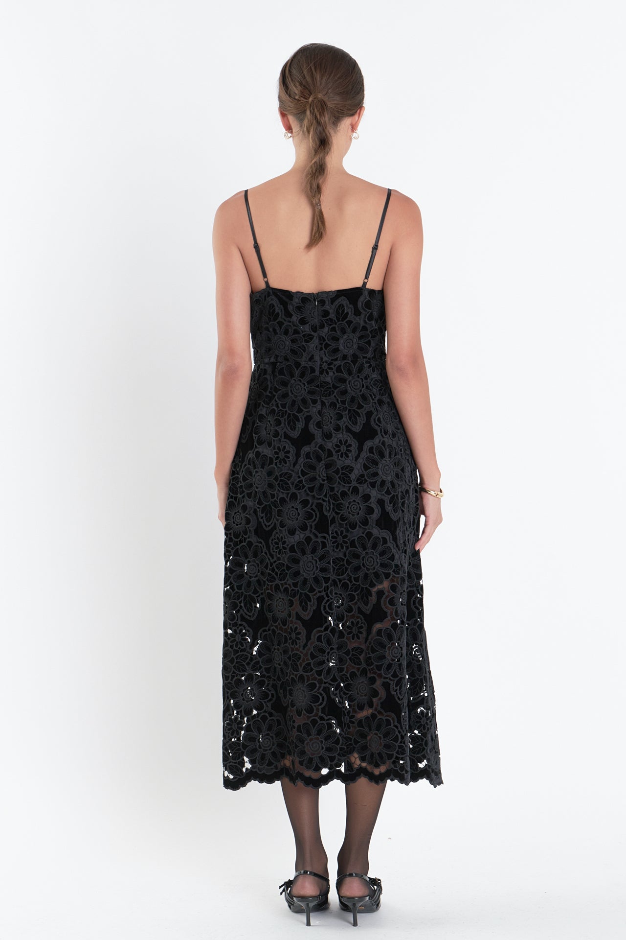 ENDLESS ROSE - Velvet Lace Midi Dress - DRESSES available at Objectrare