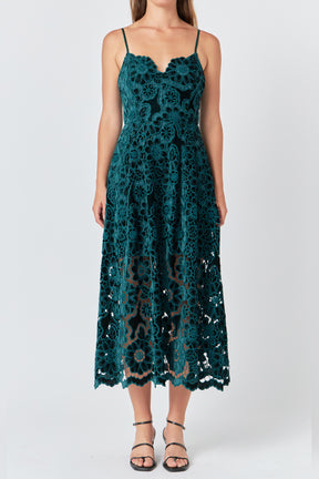 Velvet Lace Midi Dress