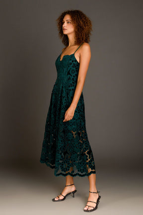 ENDLESS ROSE - Endless Rose - Velvet Lace Midi Dress - DRESSES available at Objectrare