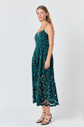 Velvet Lace Midi Dress