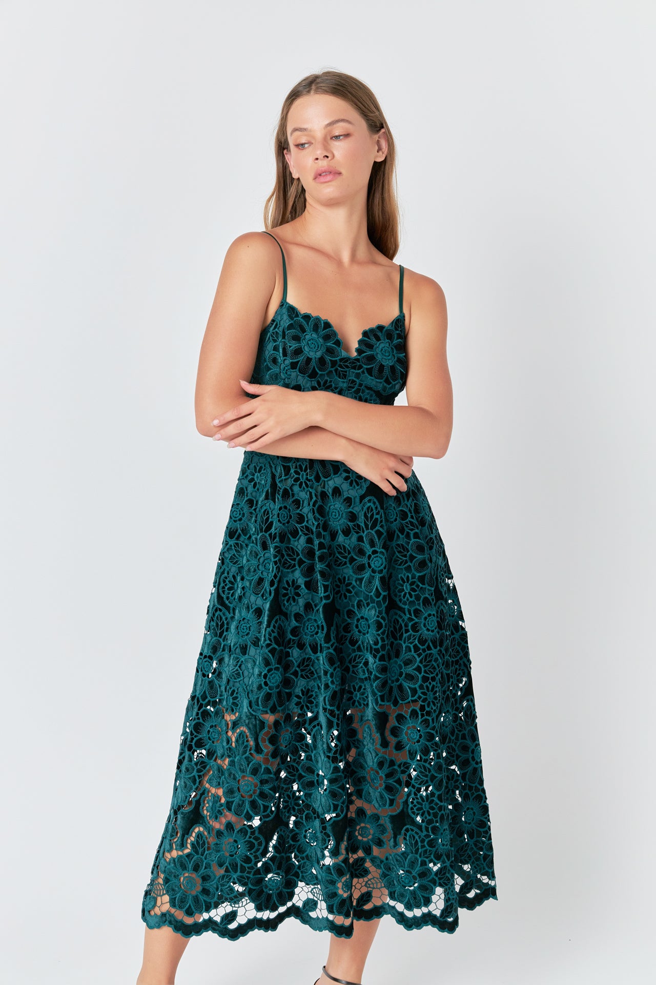 Velvet Lace Midi Dress