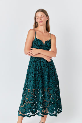 Velvet Lace Midi Dress