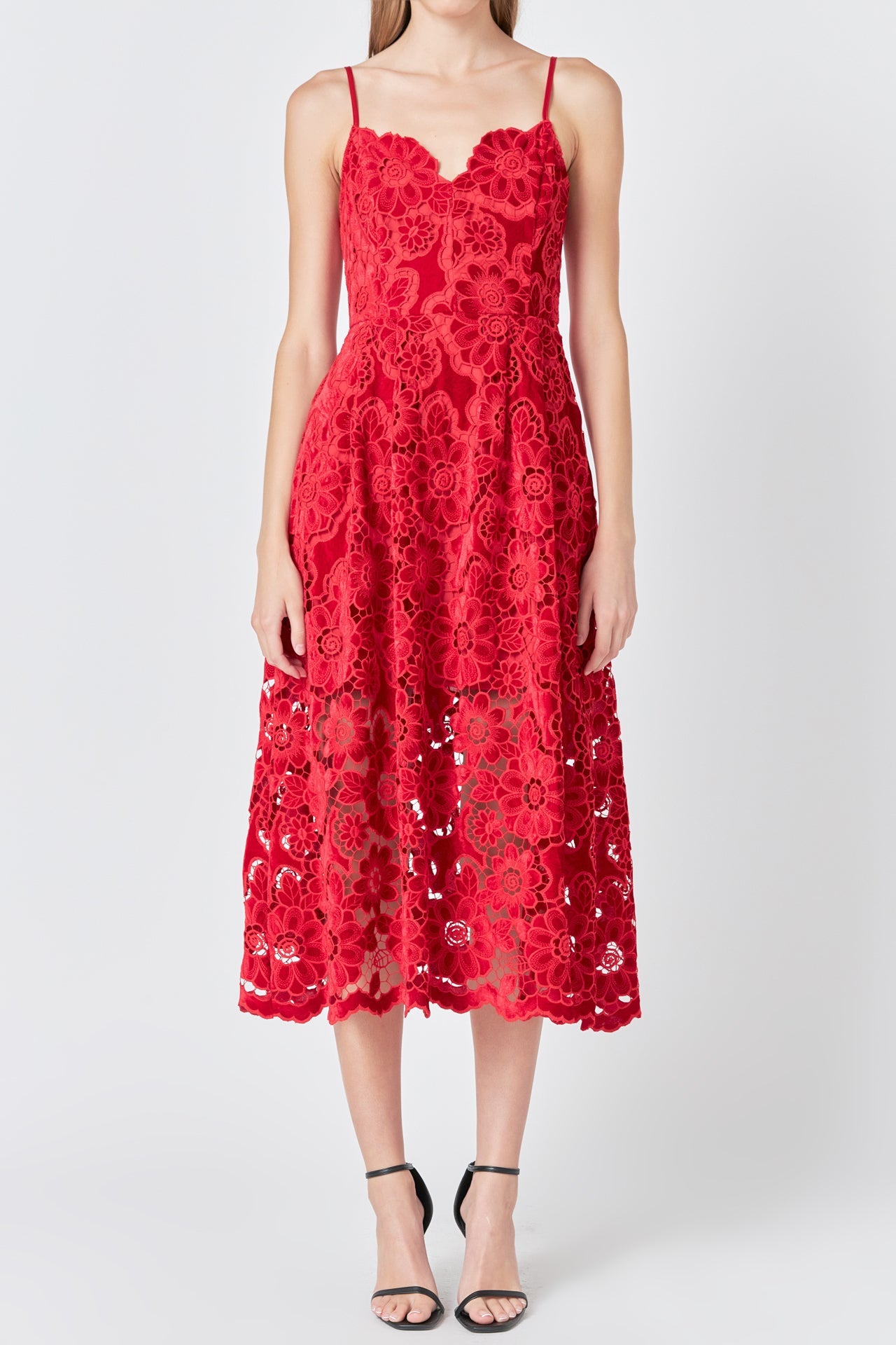 ENDLESS ROSE - Endless Rose - Velvet Lace Midi Dress - DRESSES available at Objectrare