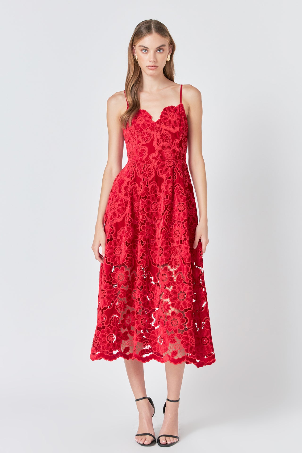 ENDLESS ROSE - Endless Rose - Velvet Lace Midi Dress - DRESSES available at Objectrare