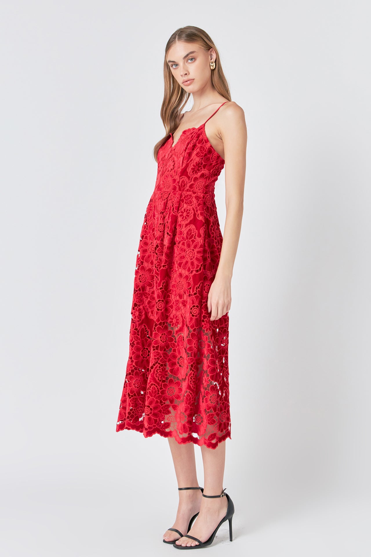 ENDLESS ROSE - Endless Rose - Velvet Lace Midi Dress - DRESSES available at Objectrare