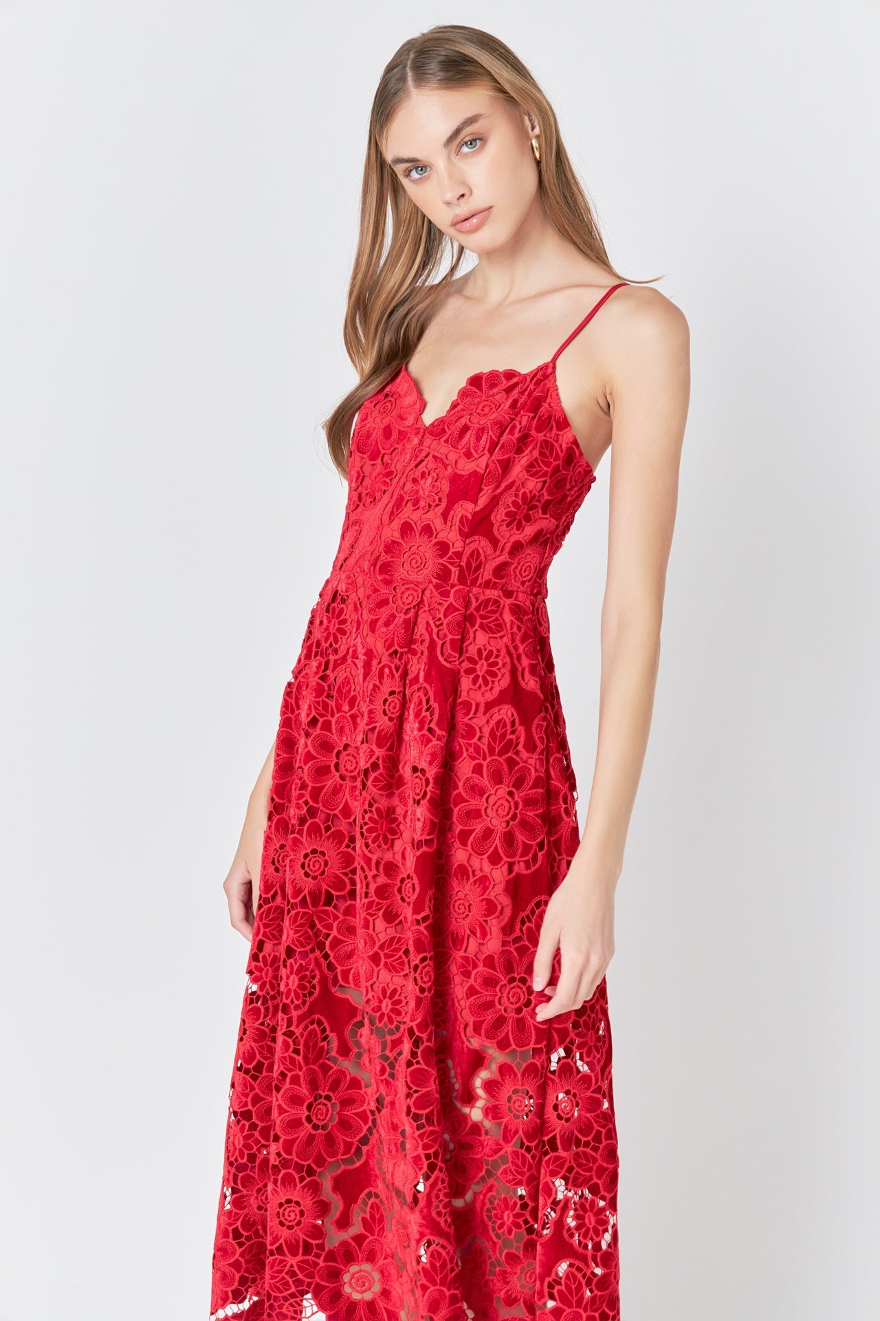 ENDLESS ROSE - Endless Rose - Velvet Lace Midi Dress - DRESSES available at Objectrare