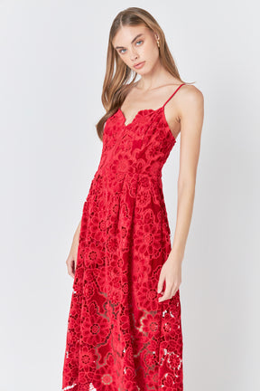 ENDLESS ROSE - Velvet Lace Midi Dress - DRESSES available at Objectrare