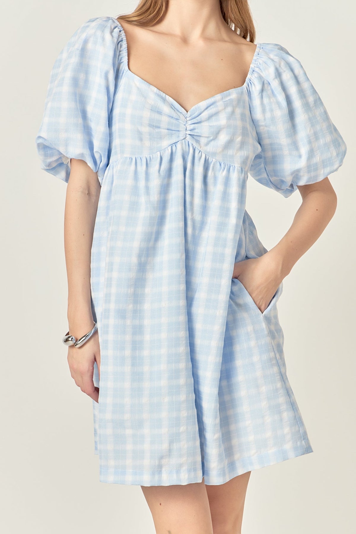 Gingham Linen Sweetheart Baby Doll Dress