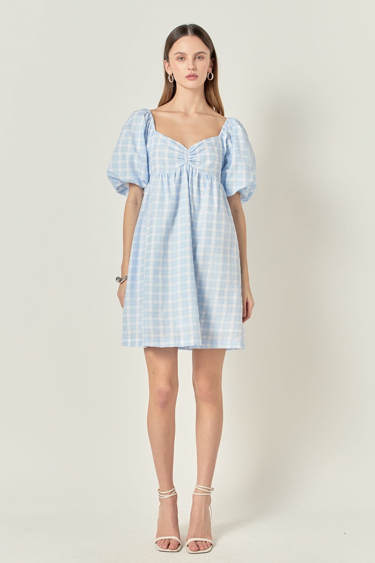 Gingham Linen Sweetheart Baby Doll Dress
