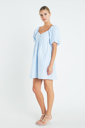 ENGLISH FACTORY - Gingham Linen Sweetheart Baby Doll - DRESSES available at Objectrare