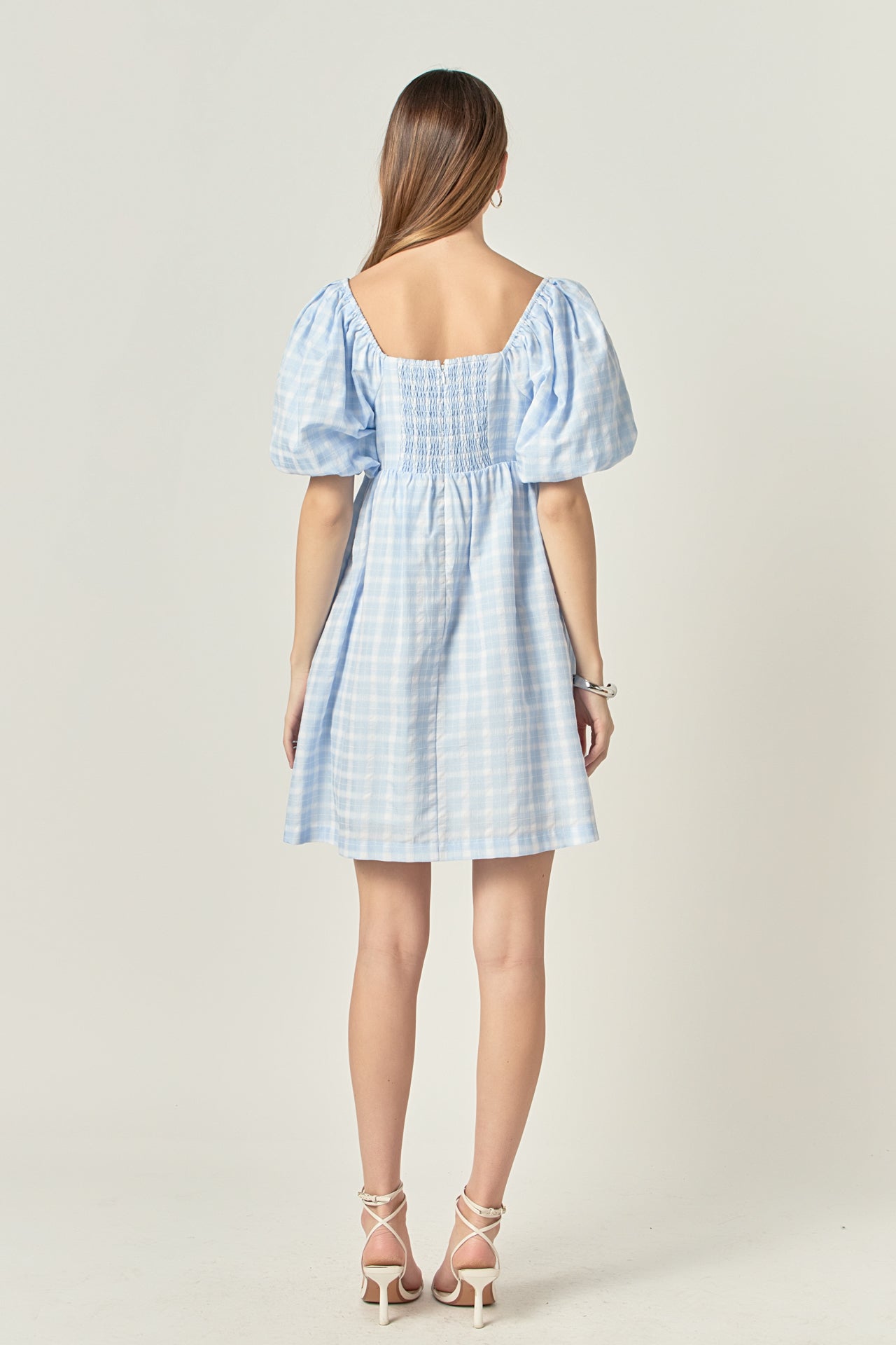 ENGLISH FACTORY - Gingham Linen Sweetheart Baby Doll Dress - DRESSES available at Objectrare