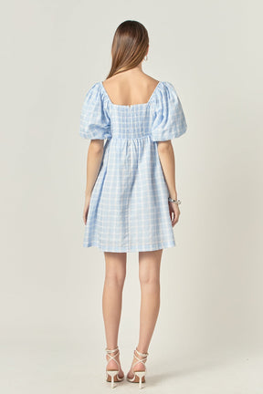 ENGLISH FACTORY - Gingham Linen Sweetheart Baby Doll Dress - DRESSES available at Objectrare