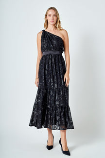 ENDLESS ROSE - One Shoulder Chiffon Maxi Dress - DRESSES available at Objectrare