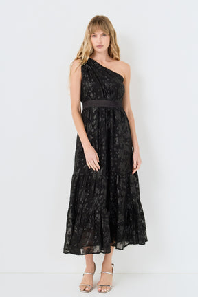 One Shoulder Chiffon Maxi Dress