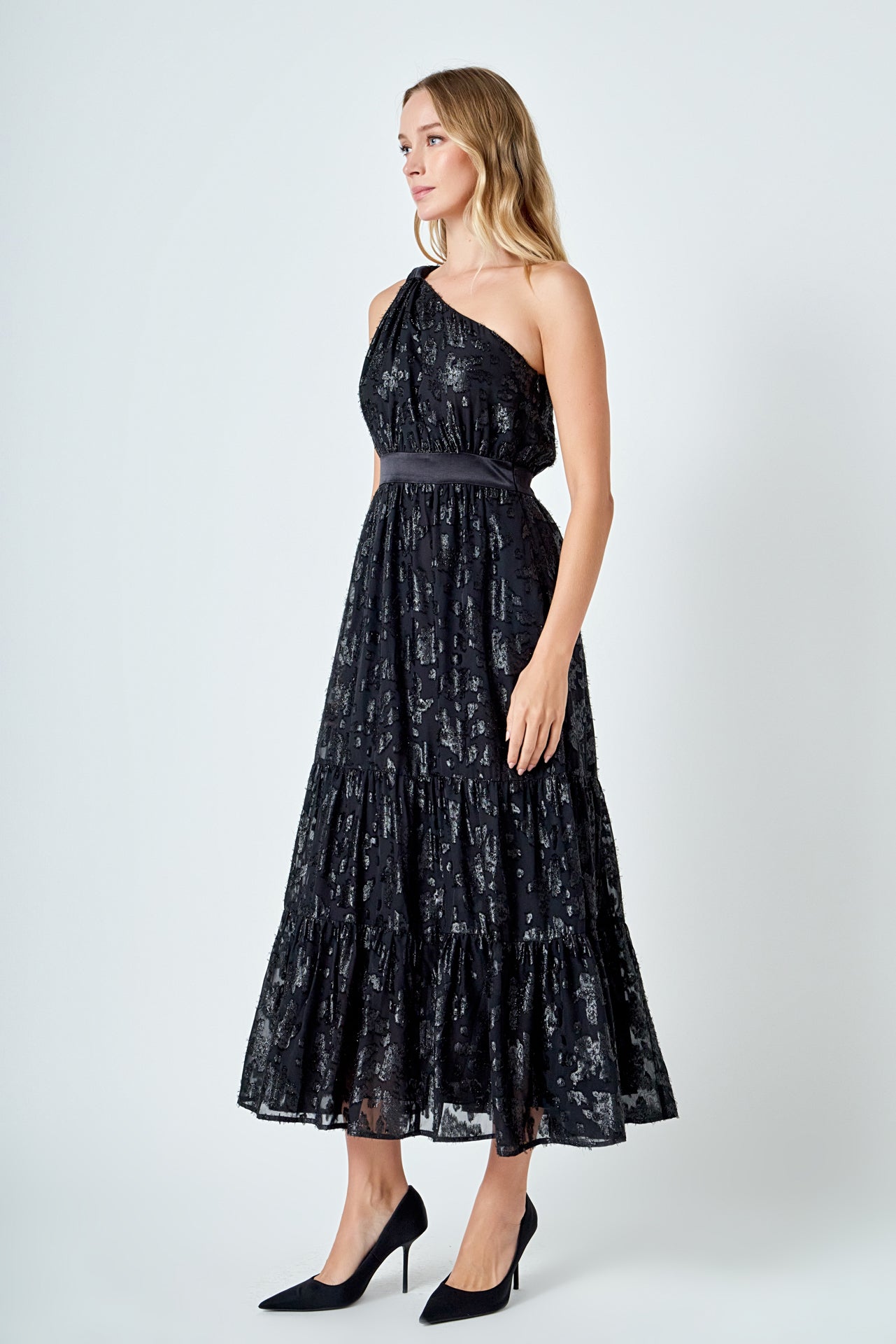 ENDLESS ROSE - One Shoulder Chiffon Maxi Dress - DRESSES available at Objectrare