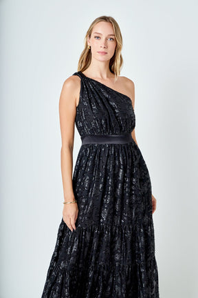 ENDLESS ROSE - One Shoulder Chiffon Maxi Dress - DRESSES available at Objectrare